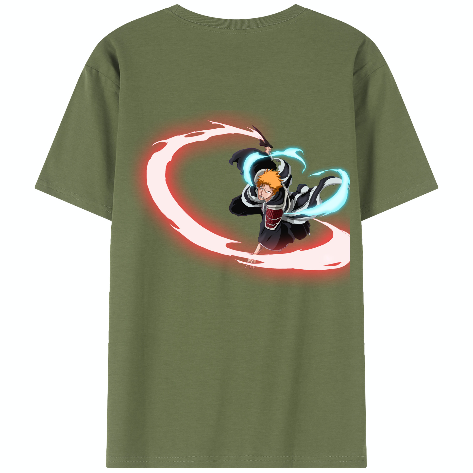 （画像用） ブリーチ 黒崎一護（くろさき いちご）BLEACH Kurosaki Ichigo 綿100％半袖Tシャツ（背面プリント）